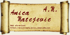 Anica Matejević vizit kartica
